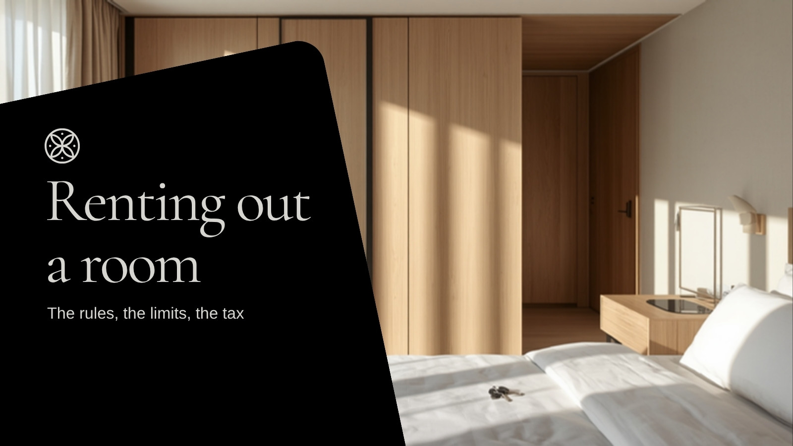 Japandi studio bedroom with light oak wardrobe — how to rent out an HDB room