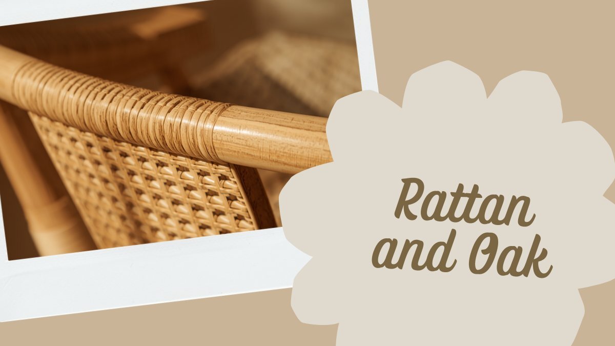 A rattan-and-oak dining chair detail with woven texture in warm light