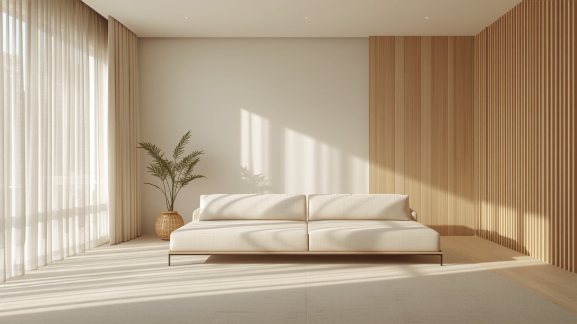 An airy 4-room HDB living room fully renovated in Japandi style